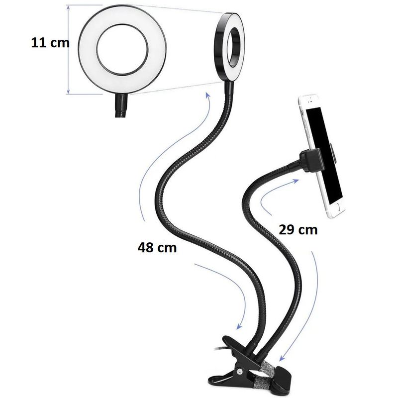 Casa si Gradina - Corpuri si surse de iluminat - Veioze si lampi - Veioze - Lampa de birou LED Selfie Ring Profesionala cu Telecomanda - Negru - Infinity.ro