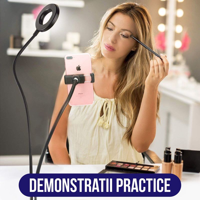 Casa si Gradina - Corpuri si surse de iluminat - Veioze si lampi - Veioze - Lampa de birou LED Selfie Ring Profesionala cu Telecomanda - Negru - Infinity.ro