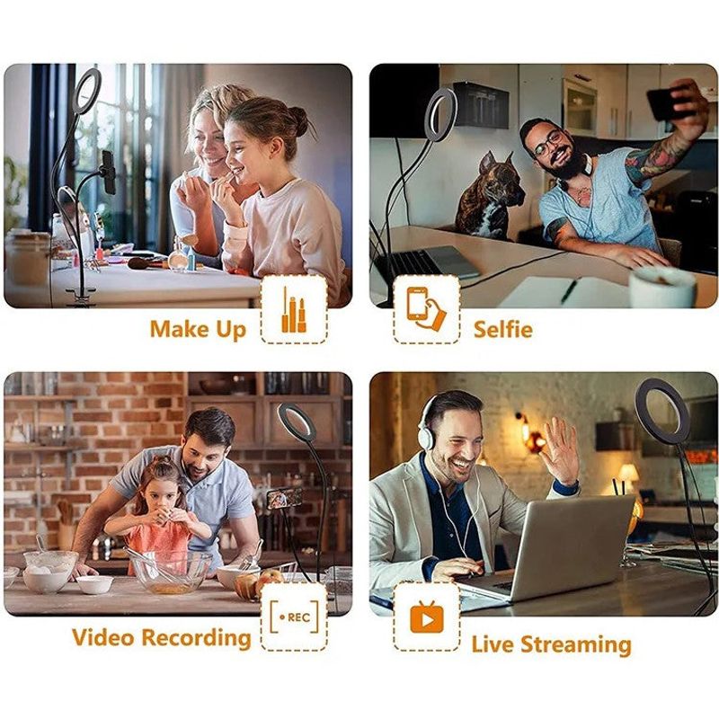 Casa si Gradina - Corpuri si surse de iluminat - Veioze si lampi - Veioze - Lampa de birou LED Selfie Ring Profesionala cu Telecomanda - Negru - Infinity.ro