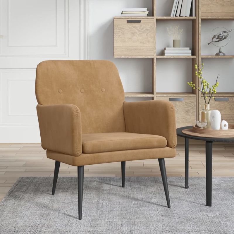 Casa si Gradina - Mobilier - Scaune si fotolii - Fotolii - Fotoliu, maro, 62x79x79 cm, catifea - Infinity.ro