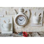 Casa si Gradina - Decoratiuni - Ceasuri - Ceas perete bucatarie, din 3 piese, ceainic si cesti, vintage, bej/crem - Infinity.ro