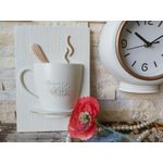 Casa si Gradina - Decoratiuni - Ceasuri - Ceas perete bucatarie, din 3 piese, ceainic si cesti, vintage, bej/crem - Infinity.ro