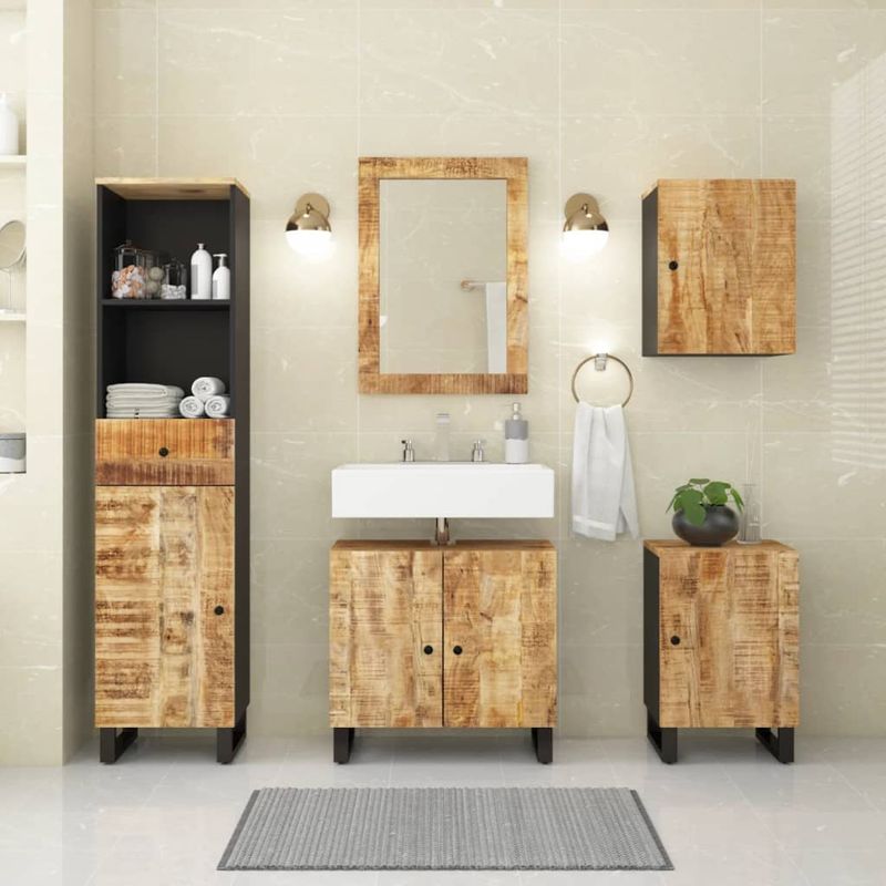 Casa si Gradina - Mobilier - Seturi de mobilier - Seturi baie - Set mobilier de baie, 5 piese, lemn masiv de mango - Infinity.ro