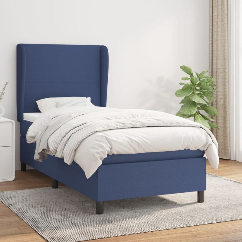 Casa si Gradina - Mobilier - Paturi si accesorii - Paturi - Pat box spring cu saltea, albastru, 80x200 cm, textil - Infinity.ro