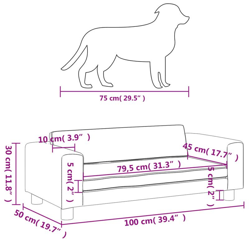 Petshop - Accesorii petshop - Culcusuri si custi - Culcusuri si saltele - Pat pentru caini cu extensie, crem, 100x50x30 cm, piele eco - Infinity.ro