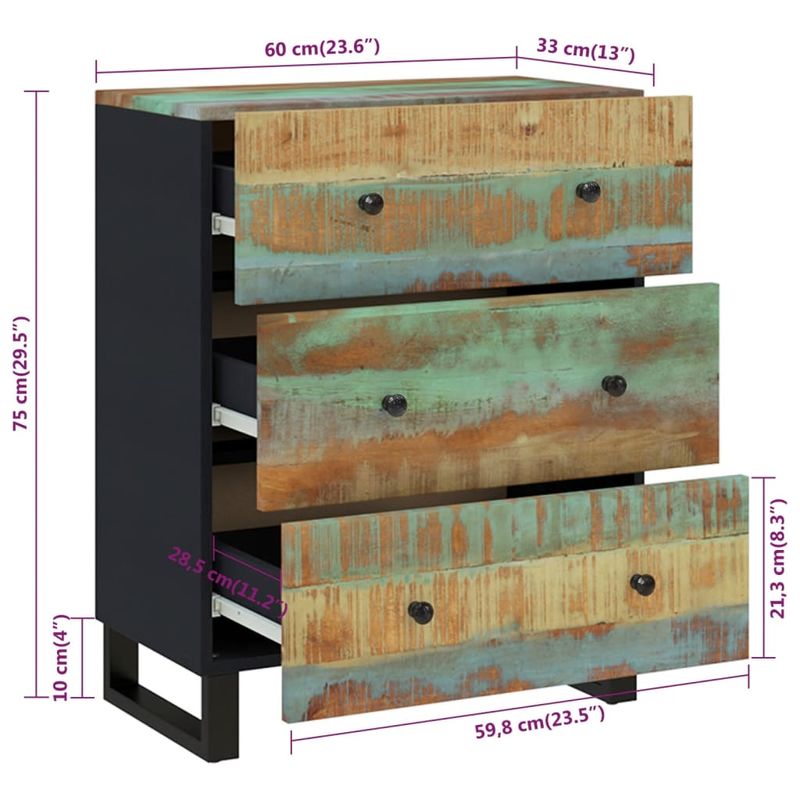 Casa si Gradina - Mobilier - Comode si corpuri - Comode - Servante, 2 buc., 60x33x75 cm, lemn masiv reciclat - Infinity.ro