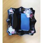 Casa si Gradina - Bucatarie si vesela - Vesela si tacamuri - Farfurii si boluri - Set 6 farfurii, negre, opal, adanci, patrate, adanci, 20cm, decor floral trandafiri - Infinity.ro