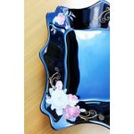 Casa si Gradina - Bucatarie si vesela - Vesela si tacamuri - Farfurii si boluri - Set 6 farfurii, negre, opal, adanci, patrate, adanci, 20cm, decor floral trandafiri - Infinity.ro