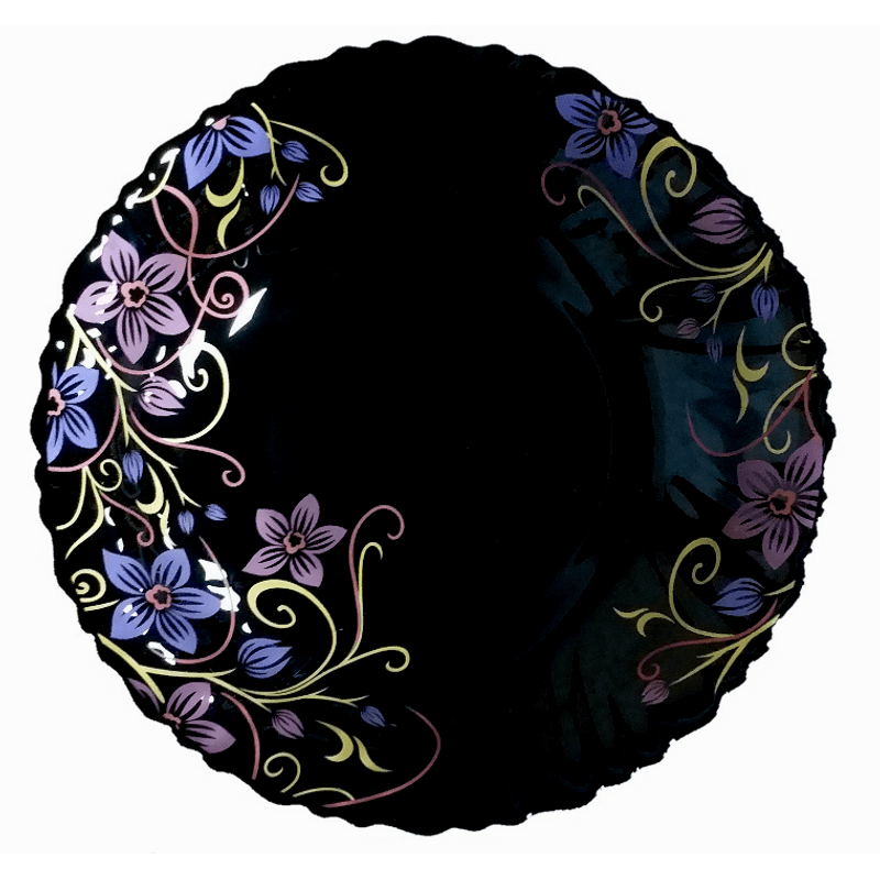 Casa si Gradina - Bucatarie si vesela - Vesela si tacamuri - Farfurii si boluri - Set 6 farfurii, negre, opal, adanci, 22cm, decor floral mov - Infinity.ro