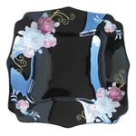 Casa si Gradina - Corpuri si surse de iluminat - Plafoniere, aplice si spoturi - Set 6 farfurii, negre, intinse mari, patrate, opal, adanci, 25cm, decor floral trandafiri - Infinity.ro