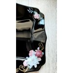 Casa si Gradina - Corpuri si surse de iluminat - Plafoniere, aplice si spoturi - Set 6 farfurii, negre, intinse mari, patrate, opal, adanci, 25cm, decor floral trandafiri - Infinity.ro