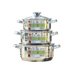 Casa si Gradina - Bucatarie si vesela - Vase pentru gatit - Oale si cratite - Set 3 cratite, inox profesionale 2.3l, 3.2l, 4.2l + trei capace sticla - Infinity.ro