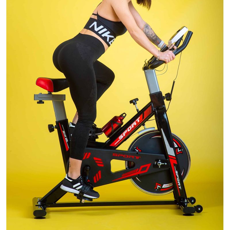 Sport si Outdoor - Fitness - Aparate fitness - Biciclete fitness - Bicicleta fitness, medicinala, sport, pentru slabit, negru/rosu - Infinity.ro