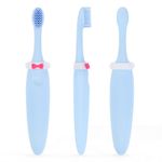 Ingrijire personala si Cosmetice - Igiena dentara - Periute de dinti clasice - Periuta de dinti, din silicon, pentru copii, model cu papion, BPA free, albastru deschis - Infinity.ro