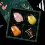 Ingrijire personala si Cosmetice - Machiaj - Aplicatoare si pensule machiaj - Burete pentru machiaj, set 3 bucati, suport metalic, verde, multicolor - Infinity.ro