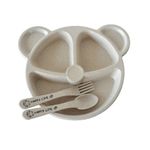 Jucarii, Copii si Bebe - Hrana si alaptare - Biberoane, suzete si accesorii hranire - Articole hranire bebelusi - Set de masa pentru copii, din fibre organice, fara BPA, crem, Ursulet - Infinity.ro