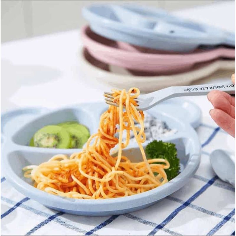 Jucarii, Copii si Bebe - Hrana si alaptare - Biberoane, suzete si accesorii hranire - Articole hranire bebelusi - Set de masa pentru copii, fara BPA, albastru, Ursulet - Infinity.ro