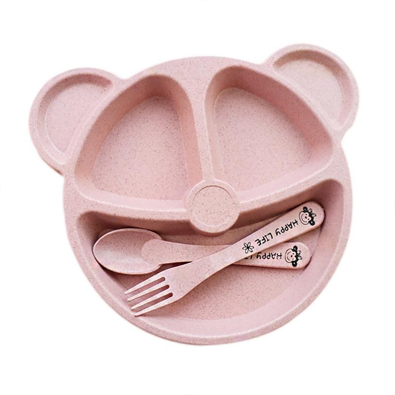 Set-de-masa-pentru-copii-fara-BPA-roz-Ursulet