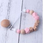 Jucarii, Copii si Bebe - Hrana si alaptare - Biberoane, suzete si accesorii hranire - Suzete si accesorii - Lant pentru suport suzeta bebelusi, clips, roz - Infinity.ro
