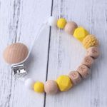 Jucarii, Copii si Bebe - Hrana si alaptare - Biberoane, suzete si accesorii hranire - Suzete si accesorii - Lant suport pentru suzeta bebelusi, clips, galben - Infinity.ro