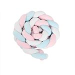Casa si Gradina - Textile si covoare - Lenjerii de pat - Protectie saltea - Protectie laterala patut bebe, bumper impletit pufos 200 cm, alb, albastru, roz - Infinity.ro