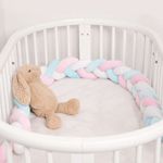 Casa si Gradina - Textile si covoare - Lenjerii de pat - Protectie saltea - Protectie laterala patut bebe, bumper impletit pufos 200 cm, alb, albastru, roz - Infinity.ro