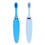 Ingrijire personala si Cosmetice - Igiena dentara - Periute de dinti clasice - Set periute de dinti pentru copii, din silicon, model cu papion, BPA free, albastru inchis/albastru deschis - Infinity.ro