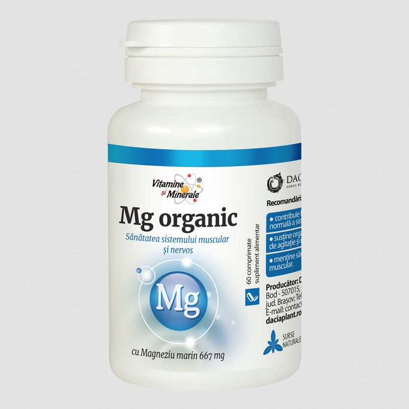 Ingrijire personala si Cosmetice - Sanatate si wellness - Suplimente alimentare - Produse imunitate - Magneziu Organic, 60 comprimate, Dacia Plant - Infinity.ro