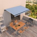 Casa si Gradina - Gradina si terasa - Umbrele si pavilioane - Umbrele - Copertina retractabila automat, albastru si alb, 450x350 cm - Infinity.ro