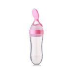 Jucarii, Copii si Bebe - Hrana si alaptare - Biberoane, suzete si accesorii hranire - Articole hranire bebelusi - Recipient pentru stocare hrana, bebelusi, cu lingurita, 90 ml, roz - Infinity.ro