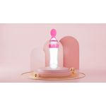 Jucarii, Copii si Bebe - Hrana si alaptare - Biberoane, suzete si accesorii hranire - Articole hranire bebelusi - Recipient pentru stocare hrana, bebelusi, cu lingurita, 90 ml, roz - Infinity.ro