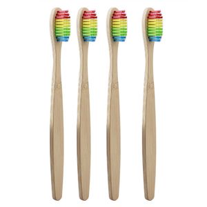 Set periute de dinti, 4 bucati, din bambus, 100% Eco Friendly, Antitartru, Multicolor