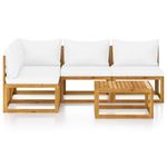 Casa si Gradina - Gradina si terasa - Mobilier exterior - Seturi mobila gradina - Set mobilier gradina cu perne, 5 piese, crem, lemn masiv acacia - Infinity.ro