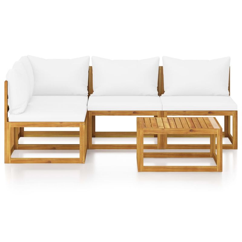 Casa si Gradina - Gradina si terasa - Mobilier exterior - Seturi mobila gradina - Set mobilier gradina cu perne, 5 piese, crem, lemn masiv acacia - Infinity.ro