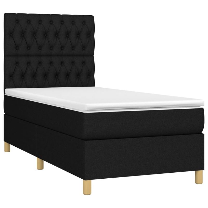 Casa si Gradina - Mobilier - Paturi si accesorii - Paturi - Pat box spring cu saltea, negru, 100x200 cm, textil - Infinity.ro