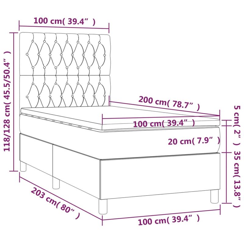 Casa si Gradina - Mobilier - Paturi si accesorii - Paturi - Pat box spring cu saltea, negru, 100x200 cm, textil - Infinity.ro