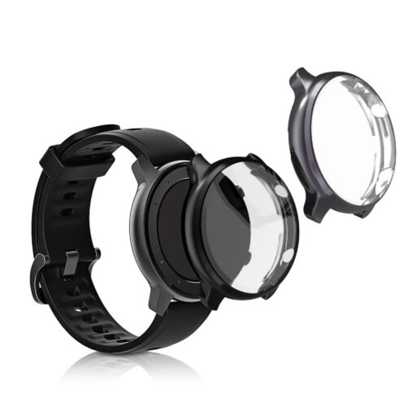 Laptop, Telefoane si Tablete - Wearables si gadgeturi - Wearables - Accesorii wearables - Set 2 Huse pentru Xiaomi Amazfit GTR 2/Amazfit GTR 2e, Kwmobile, Silicon, Negru, 53907.03 - Infinity.ro