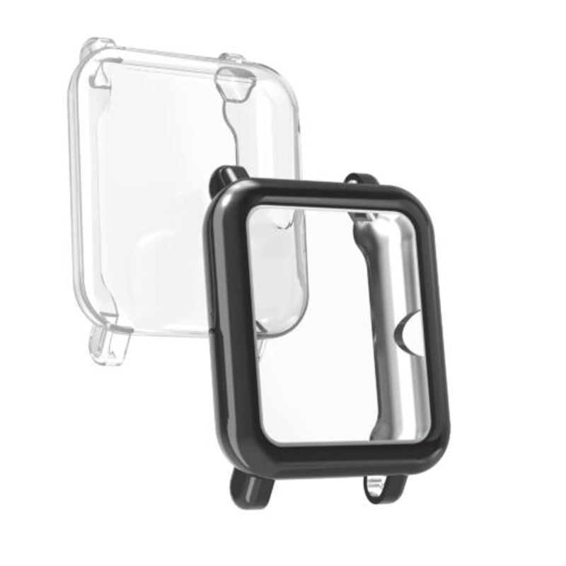 Laptop, Telefoane si Tablete - Wearables si gadgeturi - Wearables - Accesorii wearables - Set 2 huse pentru Xiaomi Amazfit Bip/Amazfit Bip Lite, Silicon, Negru/Transparent, 54037.01 - Infinity.ro