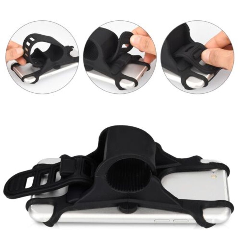 Laptop, Telefoane si Tablete - Telefoane mobile si accesorii - Accesorii Telefoane - Alte accesorii telefoane - Suport bicicleta universal pentru telefon, Kwmobile, Negru, Silicon, 45152.01 - Infinity.ro