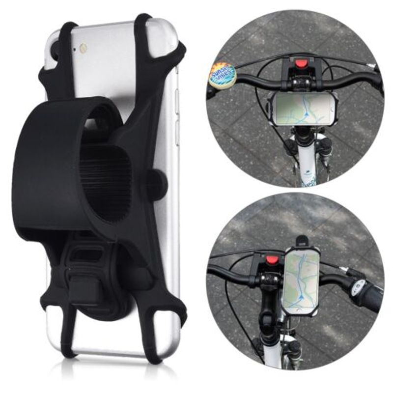 Laptop, Telefoane si Tablete - Telefoane mobile si accesorii - Accesorii Telefoane - Alte accesorii telefoane - Suport bicicleta universal pentru telefon, Kwmobile, Negru, Silicon, 45152.01 - Infinity.ro