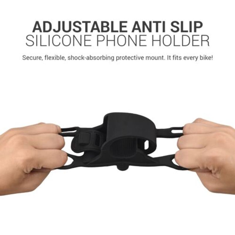 Laptop, Telefoane si Tablete - Telefoane mobile si accesorii - Accesorii Telefoane - Alte accesorii telefoane - Suport bicicleta universal pentru telefon, Kwmobile, Negru, Silicon, 45152.01 - Infinity.ro