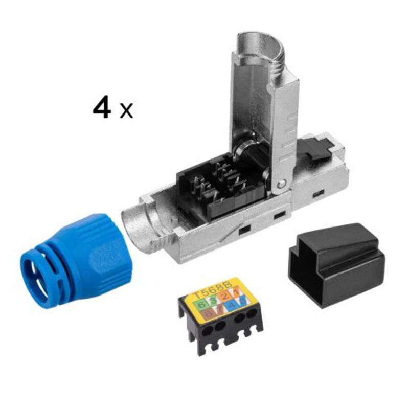 PC, gaming si accesorii - Retelistica - Cabluri si accesorii - Set 4 Mufe CAT8 RJ-45 pentru cabluri Ethernet CAT8 ecranate, Kwmobile, Multicolor, Metal, 52519.04 - Infinity.ro