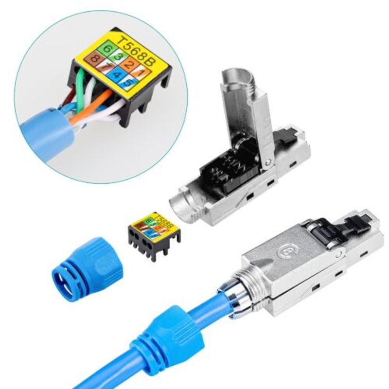 PC, gaming si accesorii - Retelistica - Cabluri si accesorii - Set 4 Mufe CAT8 RJ-45 pentru cabluri Ethernet CAT8 ecranate, Kwmobile, Multicolor, Metal, 52519.04 - Infinity.ro