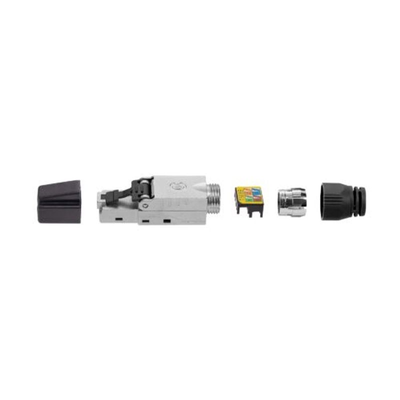 PC, gaming si accesorii - Retelistica - Cabluri si accesorii - Set 4 Mufe CAT6A RJ-45 pentru cabluri Ethernet CAT6A ecranate, Kwmobile, Argintiu/Negru, Metal, 52520.04 - Infinity.ro