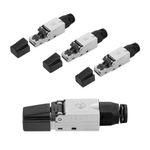 PC, gaming si accesorii - Retelistica - Cabluri si accesorii - Set 4 Mufe CAT6A RJ-45 pentru cabluri Ethernet CAT6A ecranate, Kwmobile, Argintiu/Negru, Metal, 52520.04 - Infinity.ro