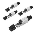 PC, gaming si accesorii - Retelistica - Cabluri si accesorii - Set 4 Mufe CAT6A RJ-45 pentru cabluri Ethernet CAT6A ecranate, Kwmobile, Argintiu/Negru, Metal, 52520.04 - Infinity.ro
