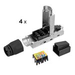 PC, gaming si accesorii - Retelistica - Cabluri si accesorii - Set 4 Mufe CAT6A RJ-45 pentru cabluri Ethernet CAT6A ecranate, Kwmobile, Argintiu/Negru, Metal, 52520.04 - Infinity.ro