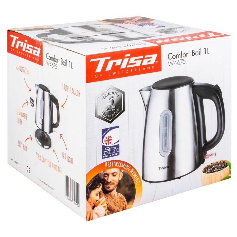 Electronice si Electrocasnice - Electrocasnice bucatarie - Aparate de gatit & desert - Aparate de gatit cu aburi - Fierbator de apa Trisa Comfort Boil W4675 6446.7512, argintiu - Infinity.ro