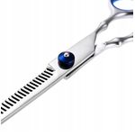 Ingrijire personala si Cosmetice - Ingrijire personala - Ingrijire par - Foarfece de tuns - Set 2 foarfece pentru tuns si filat, 6″, otel, argintiu cu elemente albastre - Infinity.ro