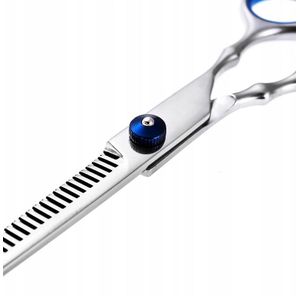 Set 2 foarfece pentru tuns si filat, 6″, otel, argintiu cu elemente albastre